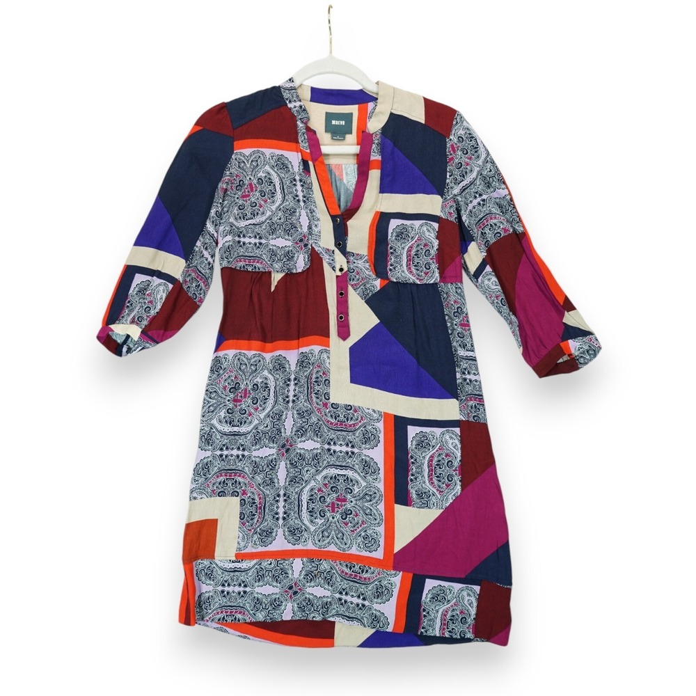 ANTHROPOLOGIE MAEVE TARYN CREPE SHIFT TUNIC DRESS SIZE 2 ~ 3/4 Sleeve